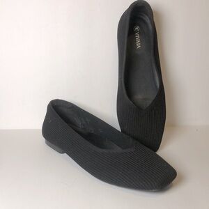 Viváis Square-Toe V-Cut Knit Flats (Margot 2.0)